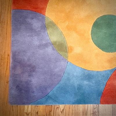 Colorful modernist 8x11 wool rug
