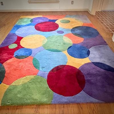 Colorful modernist 8x11 wool rug