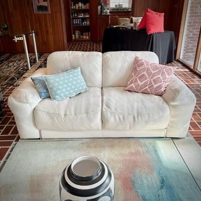 Scan Design Fat Boy white leather sofa and loveseat