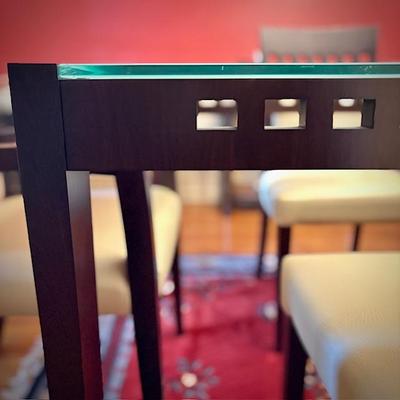 Modern glass table and matching 6 chairs