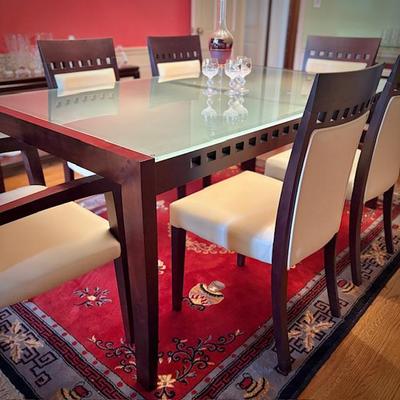 Modern glass table and matching 6 chairs
