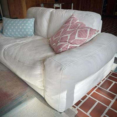 Scan Design Fat Boy white leather sofa and loveseat