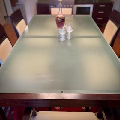 Modern glass table and matching 6 chairs