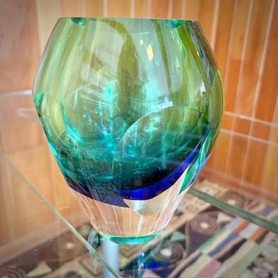 Vintage MCM mid-century blue/glass vase