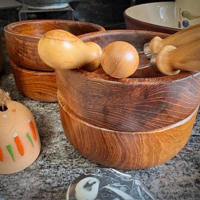 Mid-century wood salad bowls
