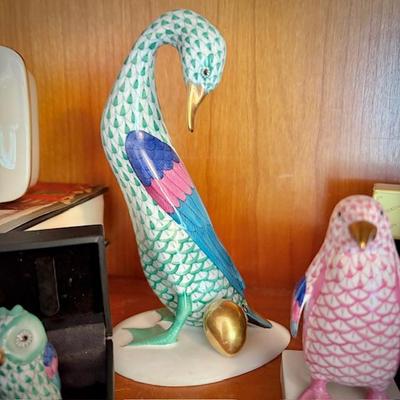 Herend porcelain hand-painted fishnet animals