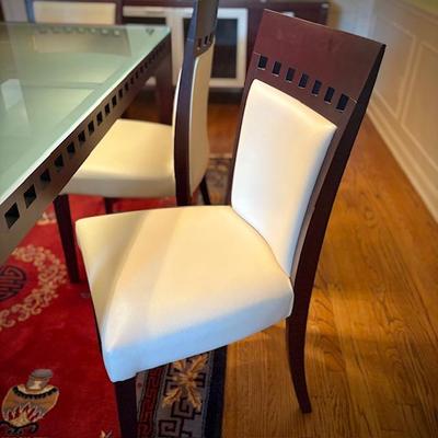 Modern glass table and matching 6 chairs