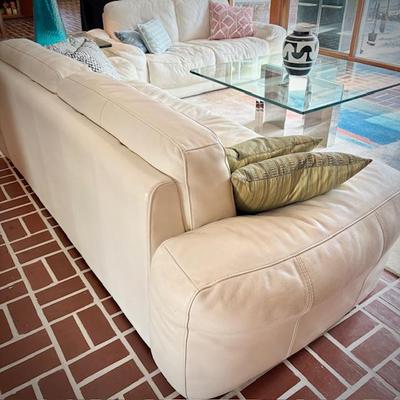 Scan Design Fat Boy white leather sofa and loveseat