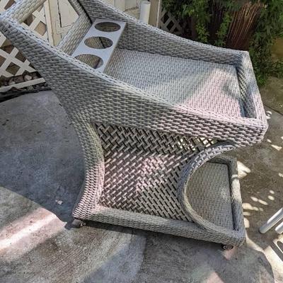 Frontgate Mila Wicker Bar Cart In Beige (29"L x 18"W X 34"H)