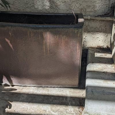 Brown Rectangular Ceramic Pot (24"L x 10-1/2"W x 15-1/2"H)