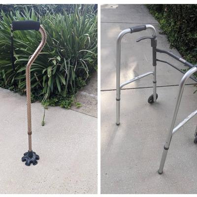 Probasics Sure Lever Release Folding Walker w/ 5" Wheels & Offset Handle Aluminum Cane In Bronze