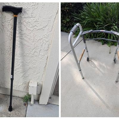 Guardian Two Button Walker w/ 5" Wheels & T-Handle Adjustable Height Cane