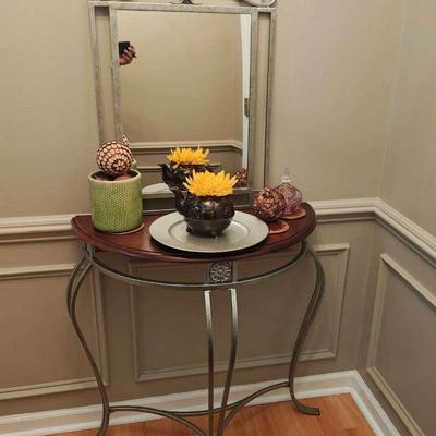 Hall Entry Table, Mirror and Decor