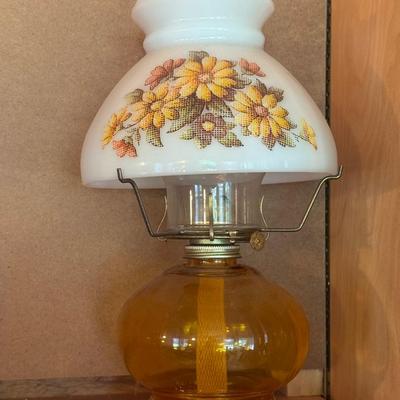 Vintage Amber Hurricane Lamp