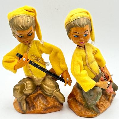 (2) 1960s vintage Tilso Golden Fantasy pixie elves