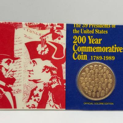 200 Year Commemorative Coin 1789-1989 Official Goldine Edition