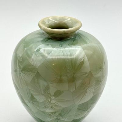 Signed Louise Reding Crystalline Celadon 5-inch Vase