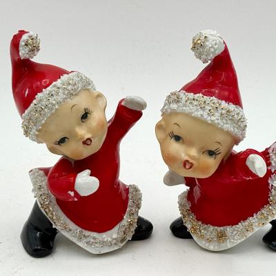 (2) Dancing Santa Figurines 