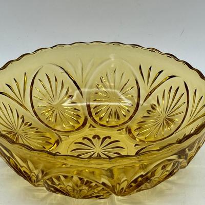 Anchor Hocking Medallion Honey Gold Glass Serving Bowl