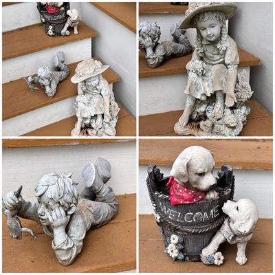 (3) Garden Statuettes