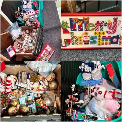 (2) Bins Of Christmas Mystery Decor & Ornaments 
