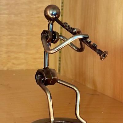 Clarinet Player Metal Sculpture 