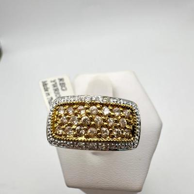 Two-Tone Plated Cubic Zirconia Ring With Tag