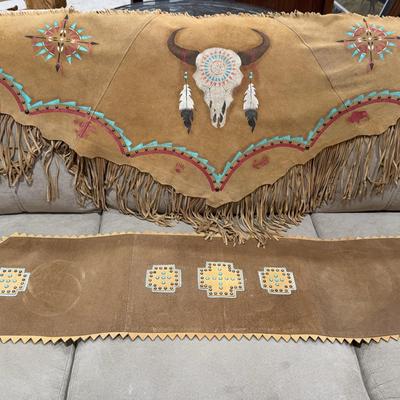 Leather Western Themed Shawl & Table Runner 