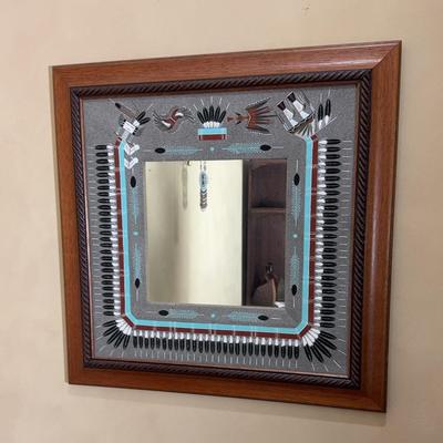 Navajo Sand Painting Mirror by Artist Terry Clah 
