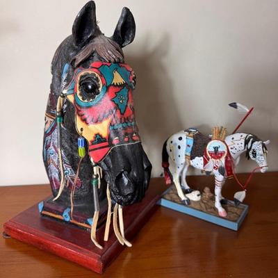 Native American Spirit Horse Bust & War Pony Figurine 