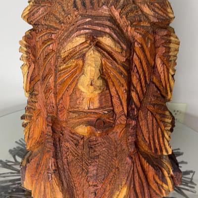 Carved Bust of Native American Chief 