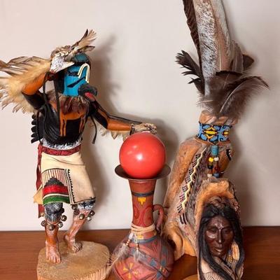 Kachina-Style Doll & Native American-Inspired Art – Set of 4