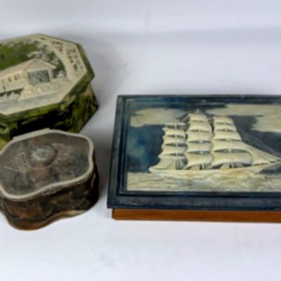 Trio of Vintage Stone Jewlery Boxes