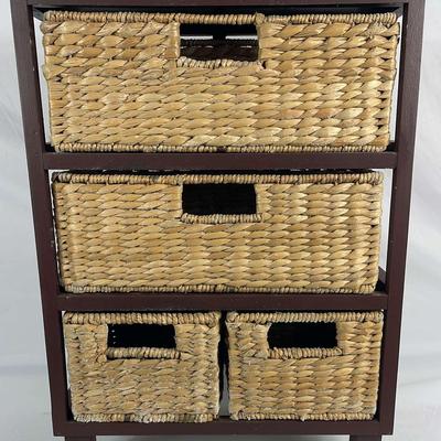 Four Drawer Wicker Shelving Unit