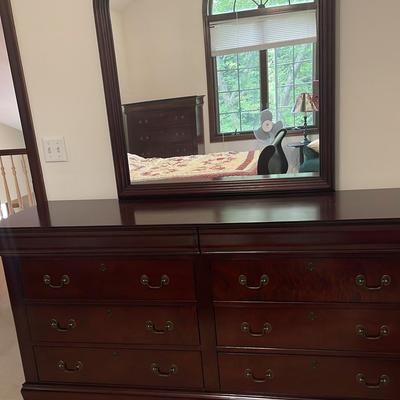 Cherrywood Low Boy Dresser + Mirror 