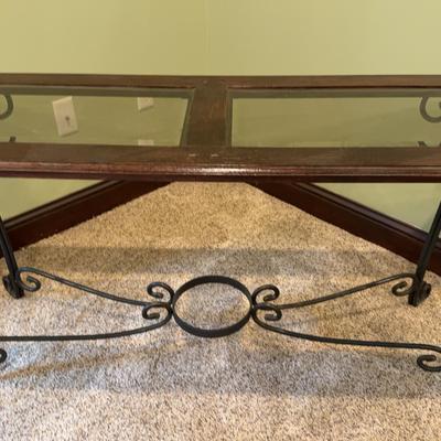 Glass Top Metal Framed Console Table 