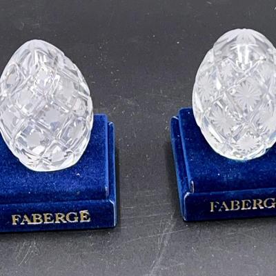 Pair of Faberge Crystal Eggs