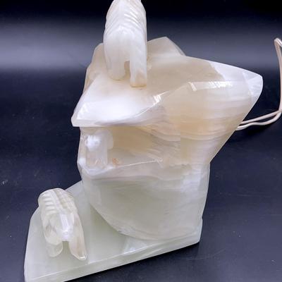 Hand Carved Soap Stone Bear Table Lamp