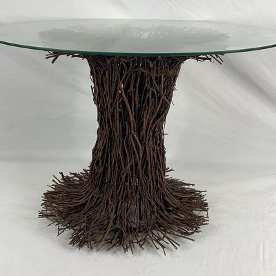 Round Glass Tree End table 