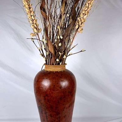 Wicker Trim Clay Floor Vase 