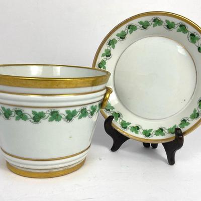Augarten Vienna Porcelain 6" Flowerpot With Saucer