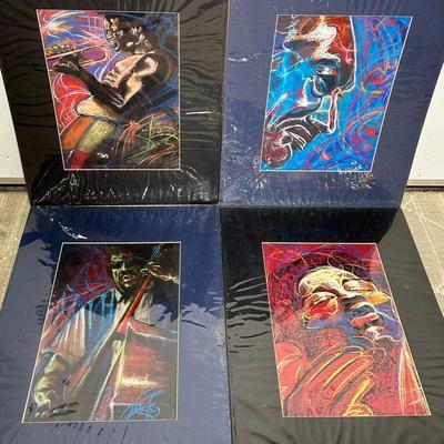 Barry Boobis Signed Enhanced Prints Of Jazz Greats Including Miles Davis (4) - 24x18”