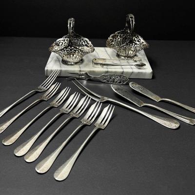 800 Silver (Marked Or Tested) Pierced Baskets, Forks And Tongs