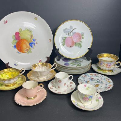 China Cups with Saucers & Fruit Plates: Royal Albert, Aynsley, Haviland Limoges & More