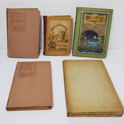 Antique Books: 1893 Jane Eyre In 2 Volumes, 1895 Brothers Grimm In German, More