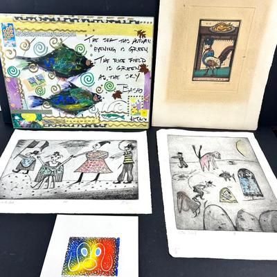 Signed Prints & Collage: John Vennecamp, A Meyer & More - 6x6” To 11x14”
