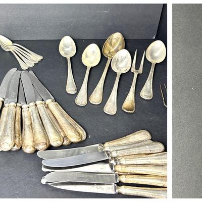 Antique Arthur Krupp Austrian Silverpate Flatware Set With Monogram Lot 2