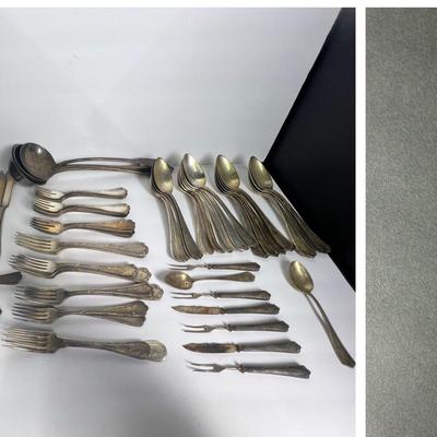 Antique Arthur Krupp Austrian Silverpate Flatware Set With Monogram Lot 1 