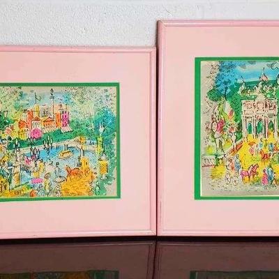 Charles Cobelle Signed & Numbered MCM Paris Scene Prints - Framed 17x15”