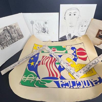 Modernist Prints & Drawing: Joseph Demarais, Caroline Cutrona & More, 7.5-8.5” To 20x16”